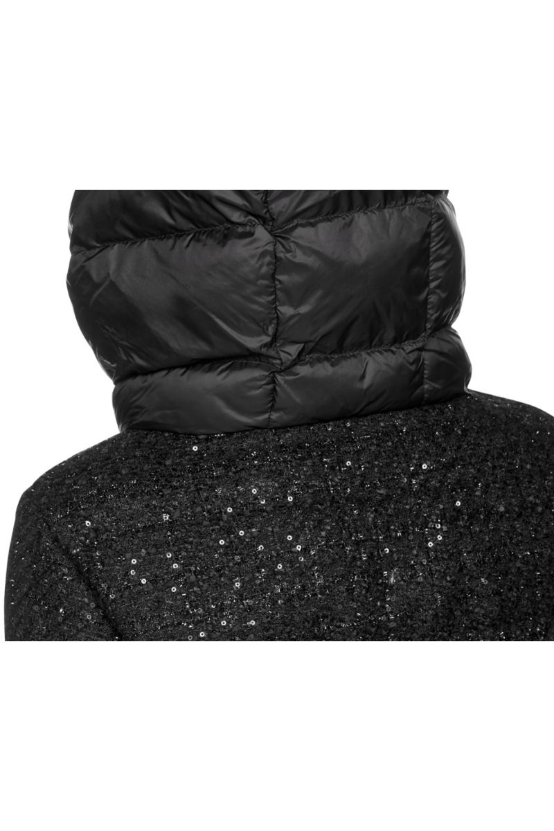 GEOX W MANILVA PARKA JACKET WITH OUTER KNIT FABRIC AND RHINESTONES 100% PL/PA - BLACK