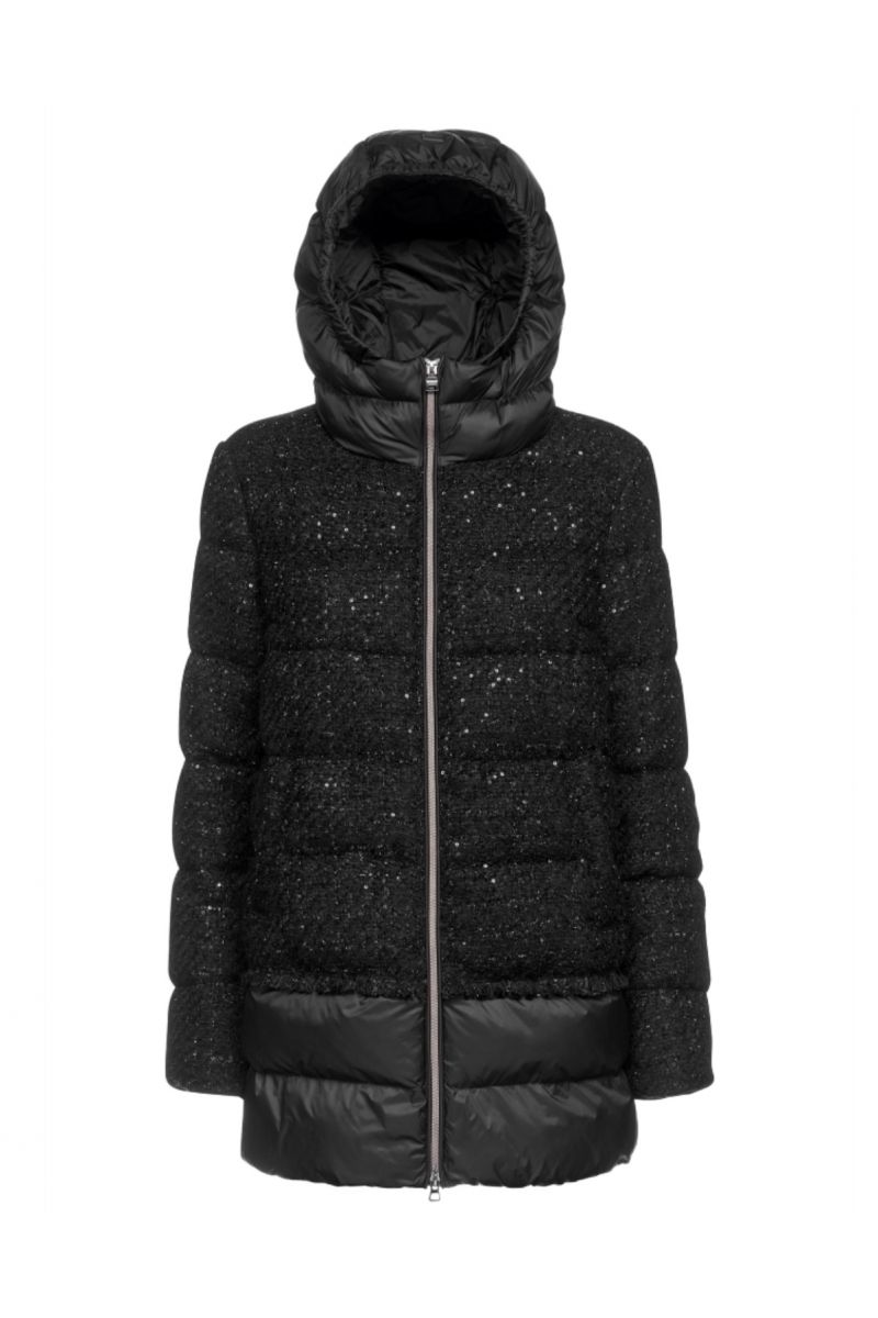 GEOX W MANILVA PARKA JACKET WITH OUTER KNIT FABRIC AND RHINESTONES 100% PL/PA - BLACK