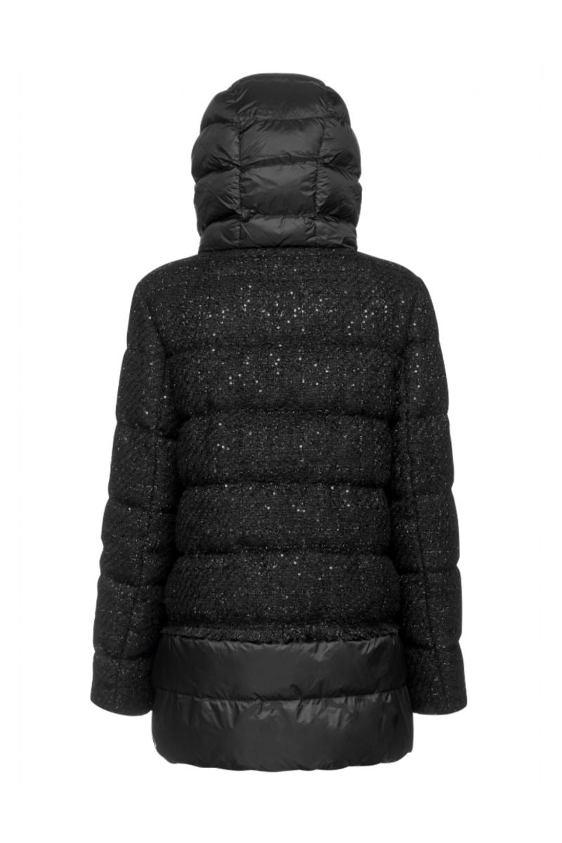 GEOX W MANILVA PARKA JACKET WITH OUTER KNIT FABRIC AND RHINESTONES 100% PL/PA - BLACK