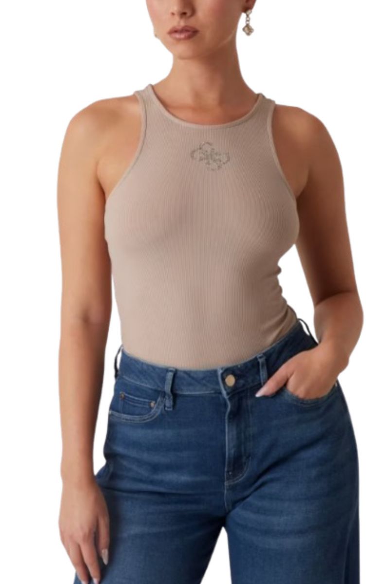 GUESS - SL ROUND NK GUENDALINA TOP BEIGE - 357697