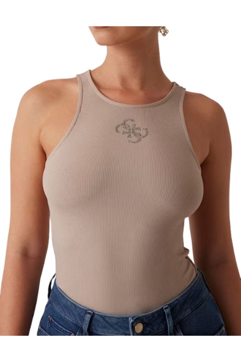 GUESS - SL ROUND NK GUENDALINA TOP BEIGE - 357697