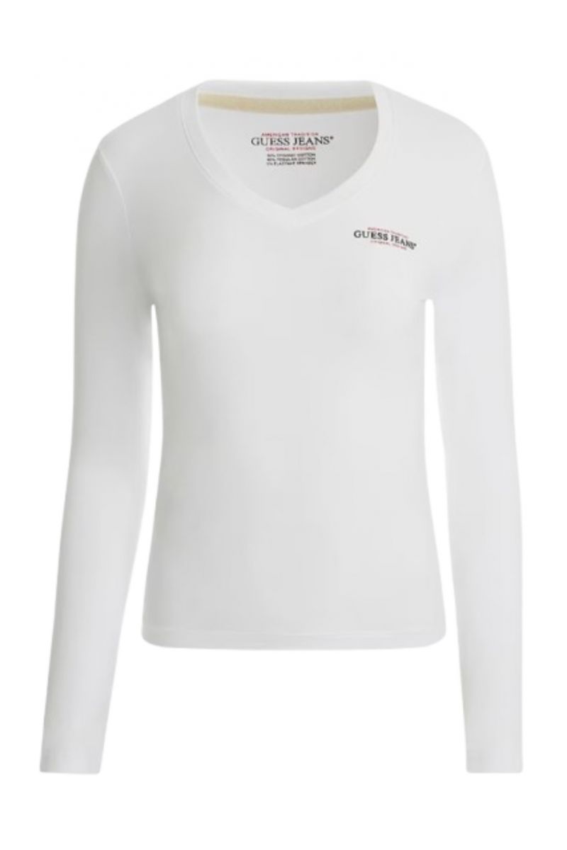 GUESS GJ LS VN SLIM MINI A - MID ORGANIC STRETCH JERSEY 180 WHITE