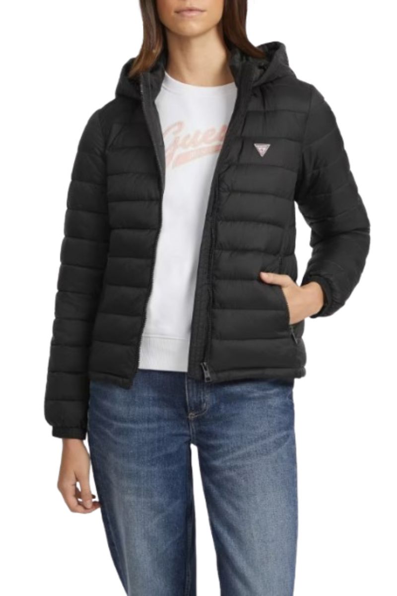 GUESS GJ HOODED PUFFER JACKET BLACK