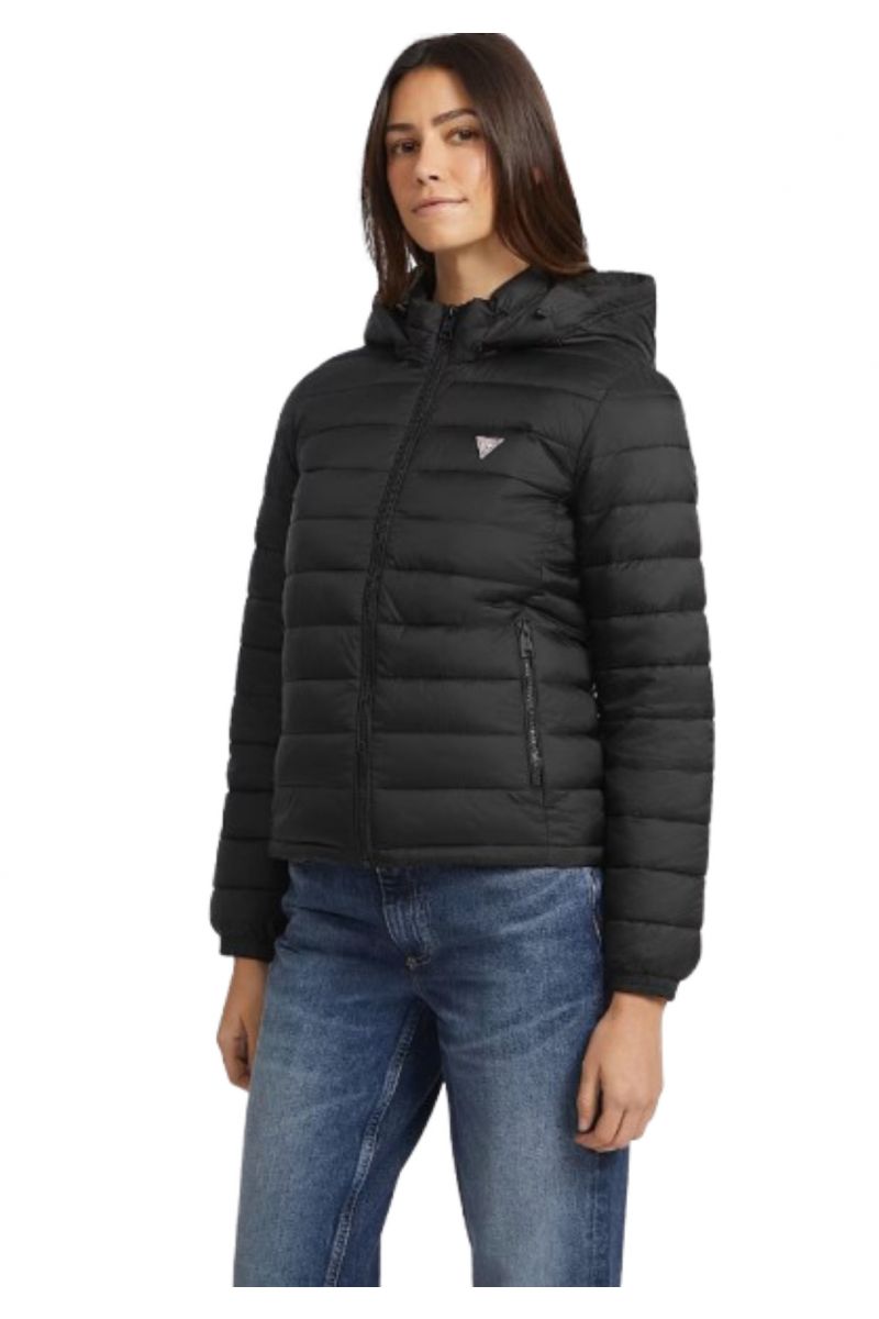 GUESS GJ HOODED PUFFER JACKET BLACK