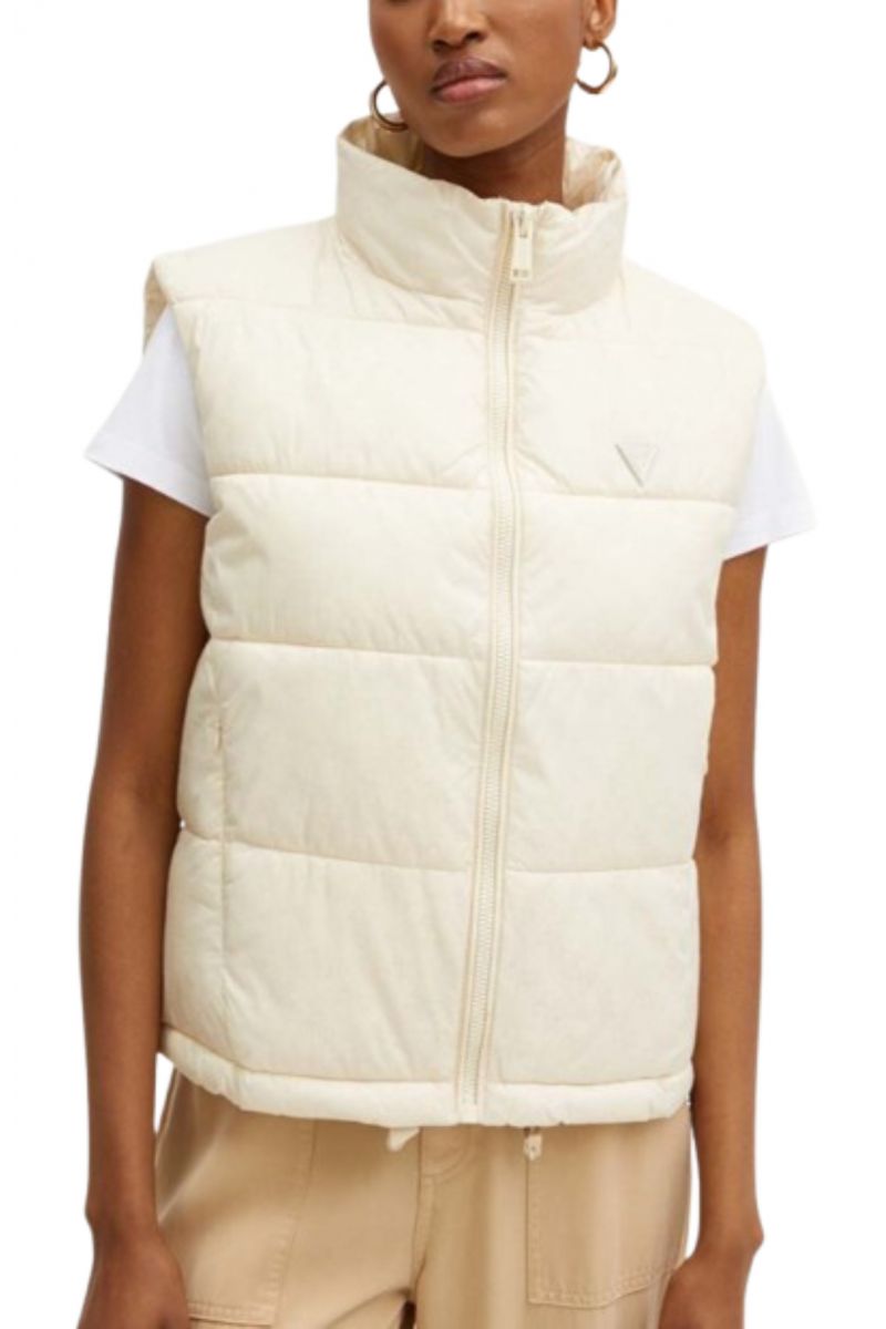 GUESS NEW 4G LOGO PADDED VEST ECRU