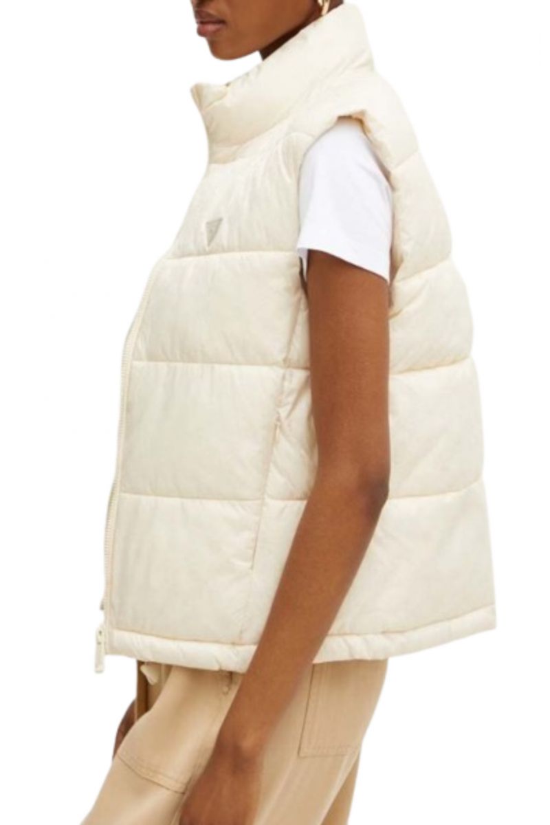 GUESS NEW 4G LOGO PADDED VEST ECRU