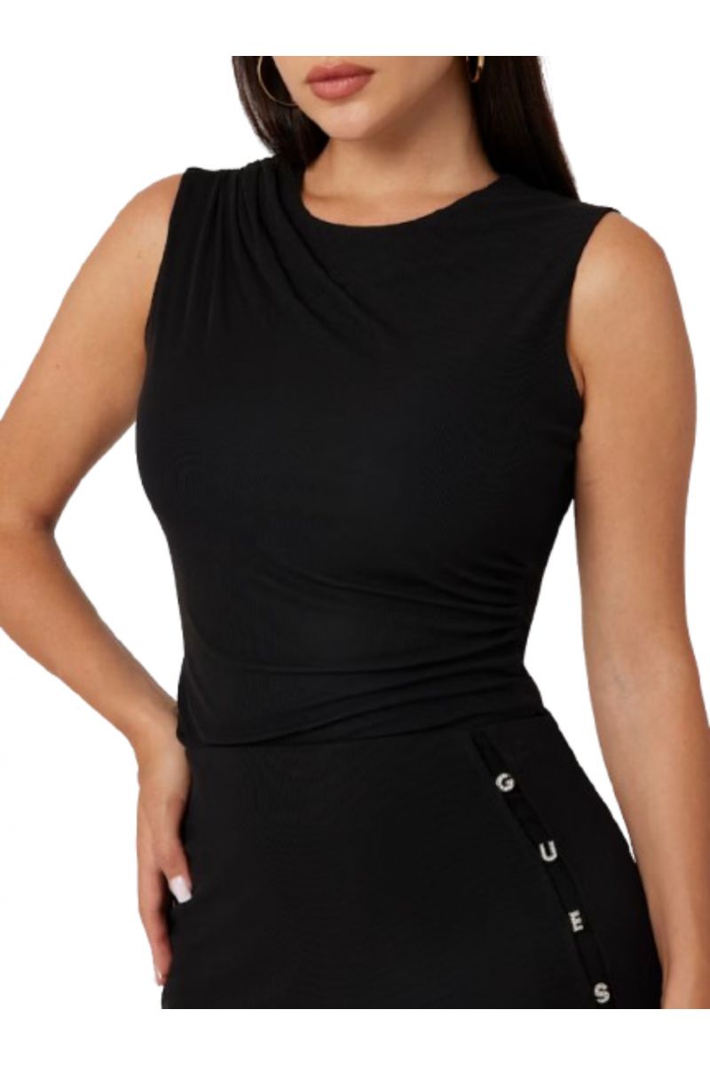 GUESS SL ELIS DRAPE TOP BLACK