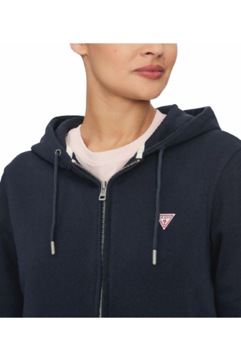 GUESS GJ ZIP HOOD REG MINI - ORGANIC CO /PL SOFT FLEECE 350 DARK BLUE