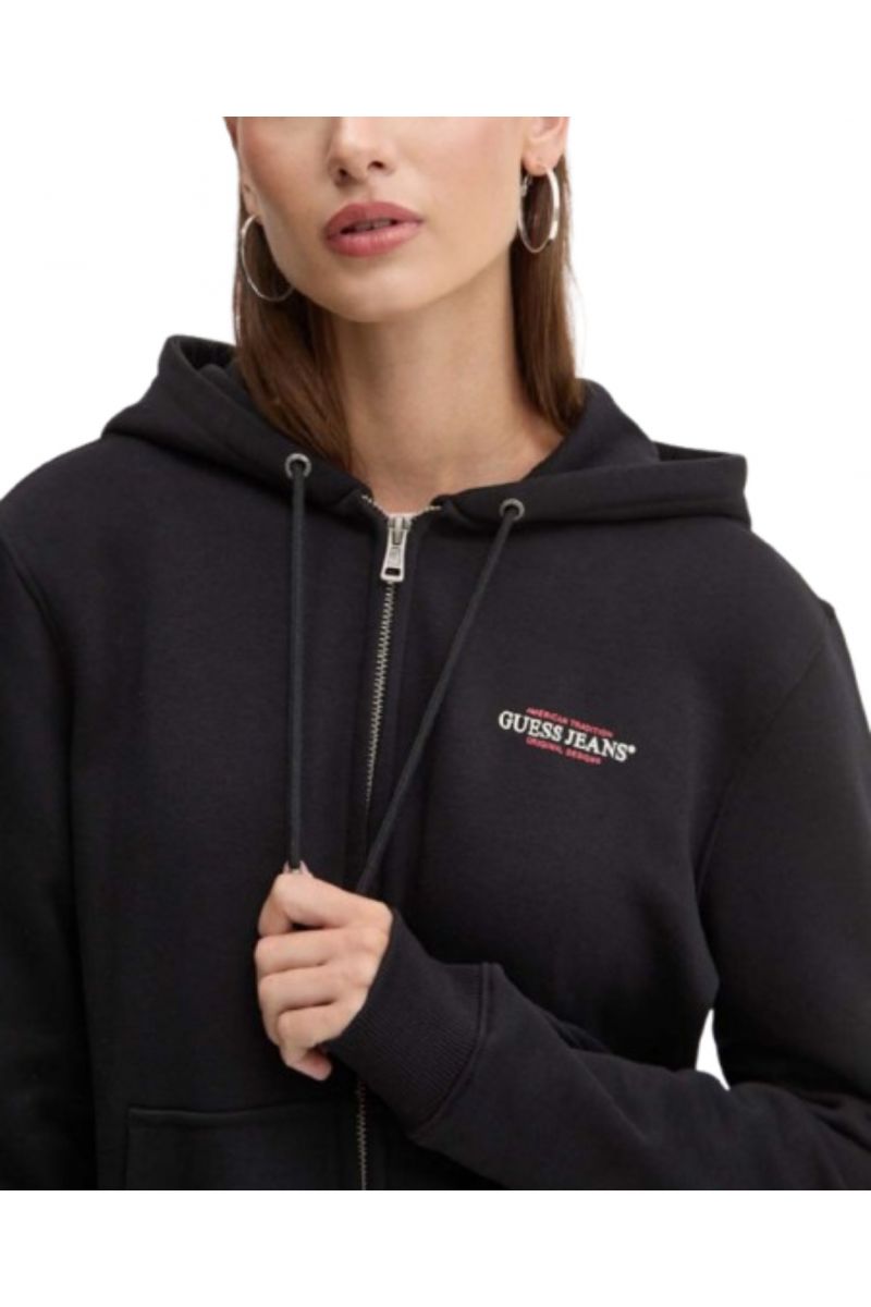 GUESS GJ ZIP HOOD REG MINI - ORGANIC CO/PL SOFT FLEECE 350 BLACK