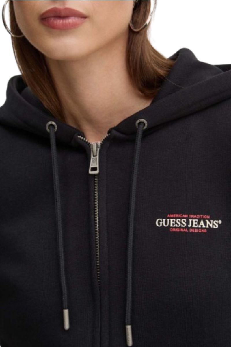 GUESS GJ ZIP HOOD REG MINI - ORGANIC CO/PL SOFT FLEECE 350 BLACK