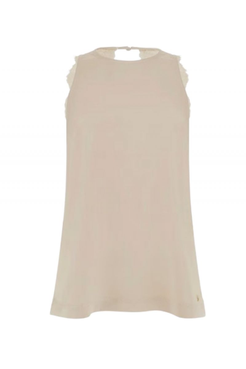 GUESS - CHRISTELLE SL SATIN TOP BEIGE - 357504