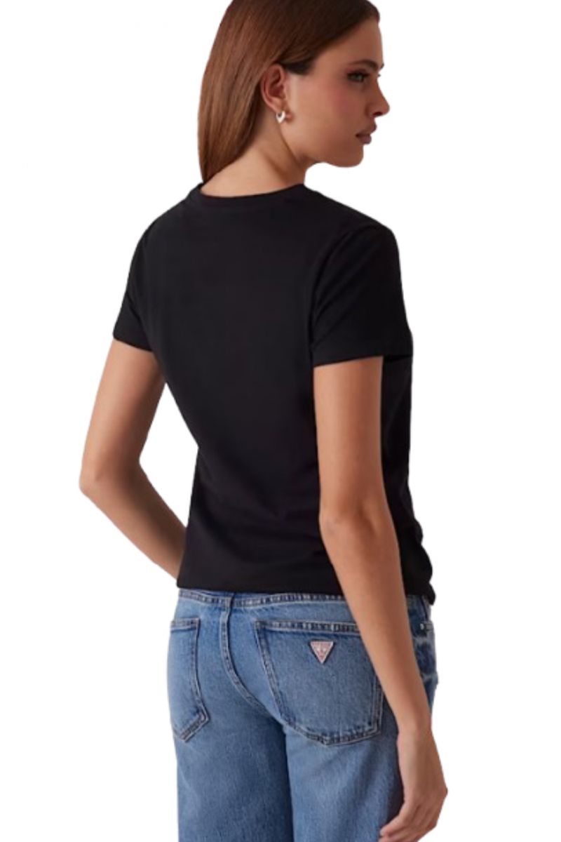 GUESS - SS SCRIRT LACE LOGO EASY TEE BLACK - 357492