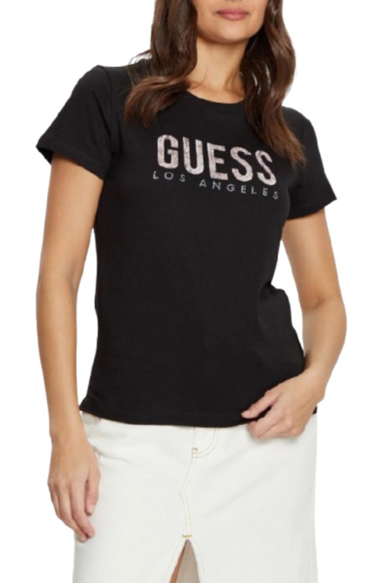 GUESS - SS CN PYTHON LOGO TEE BLACK/STRASS - 357493