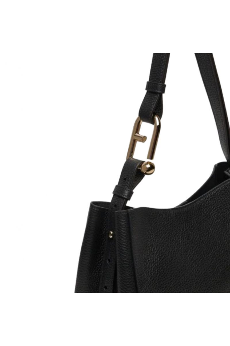 FURLA NUVOLA S BUCKET BAG 25.5 100% LEATHER NERO