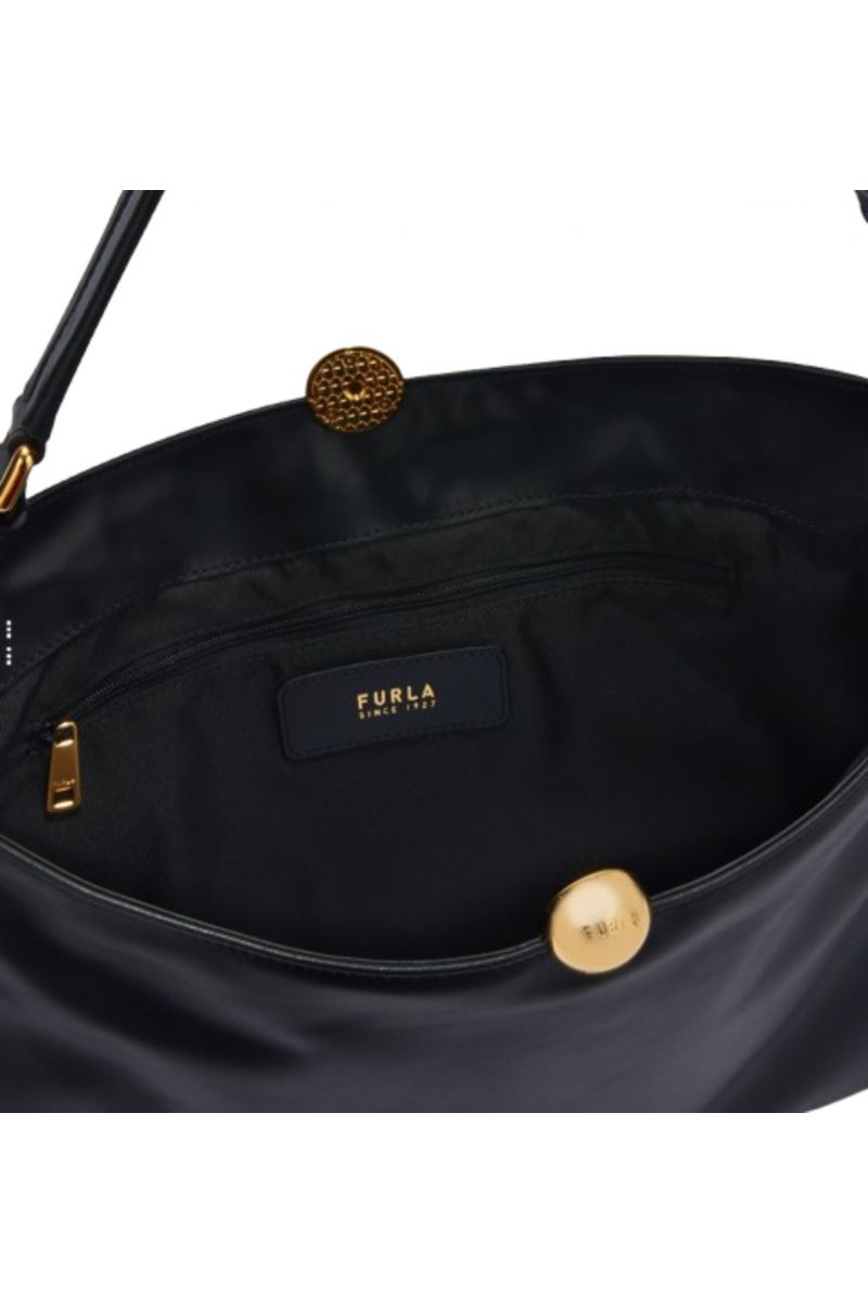 FURLA SFERA SOFT L SHOULDER BAG 100% LEATHER BLACK