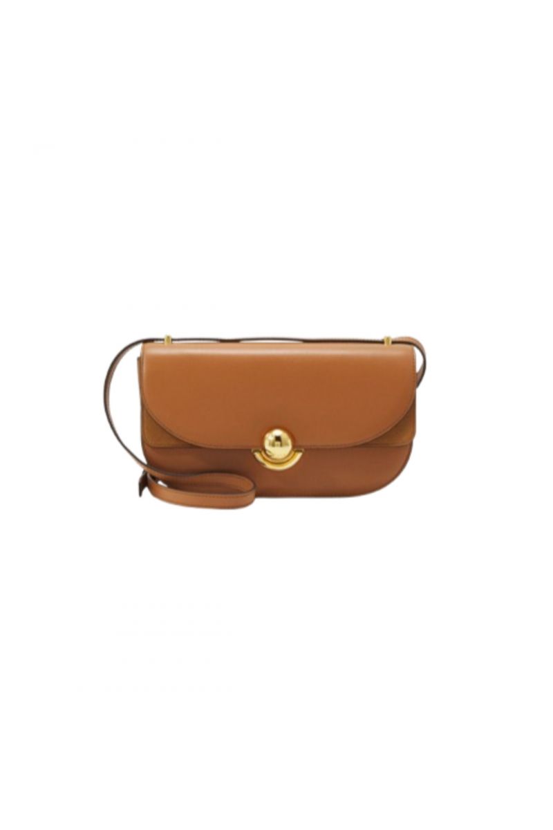 FURLA SFERA S SHOULDER BAG 100% LEATHER BRANDY