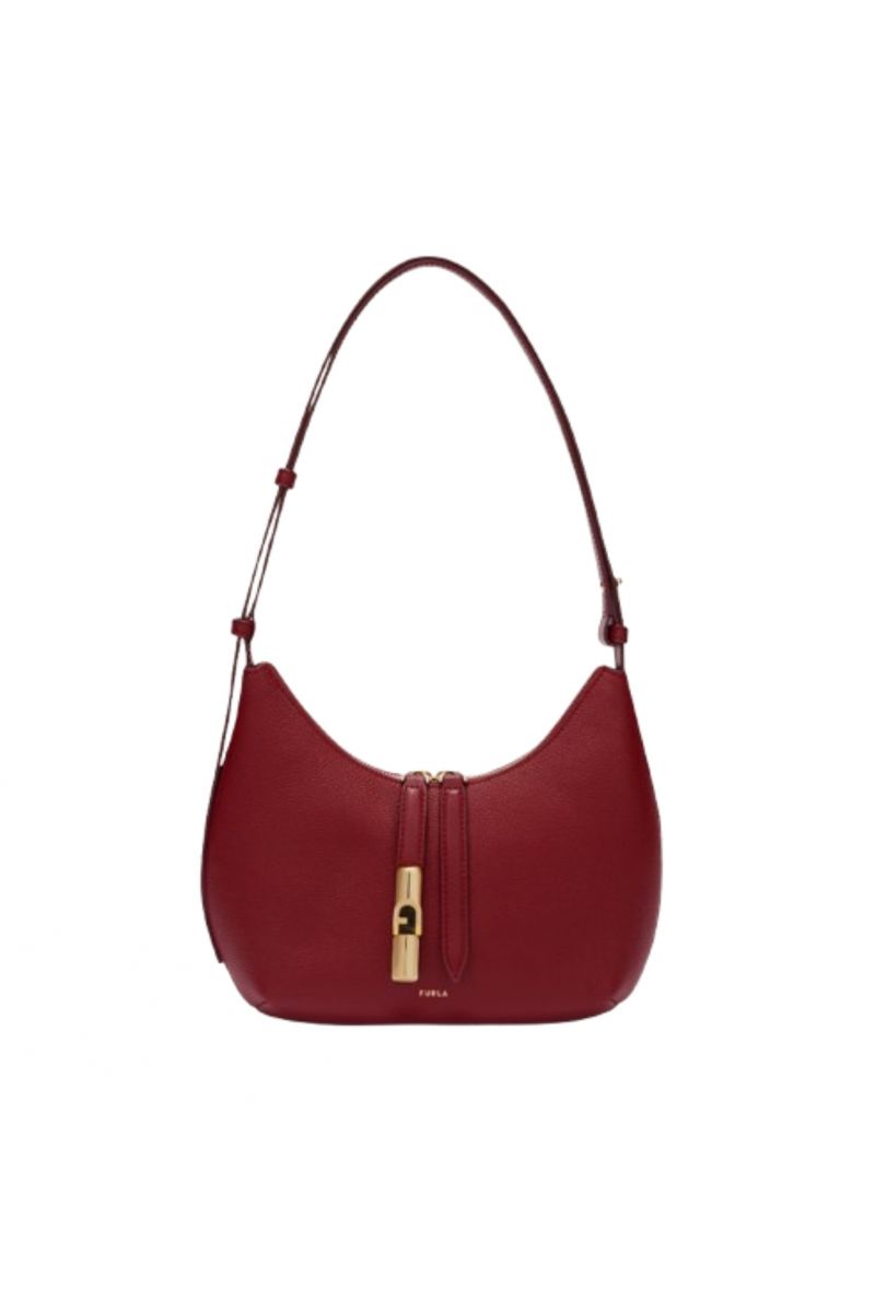 FURLA GOCCIA S SHOULDER BAG 100% LEATHER BORDEAUX