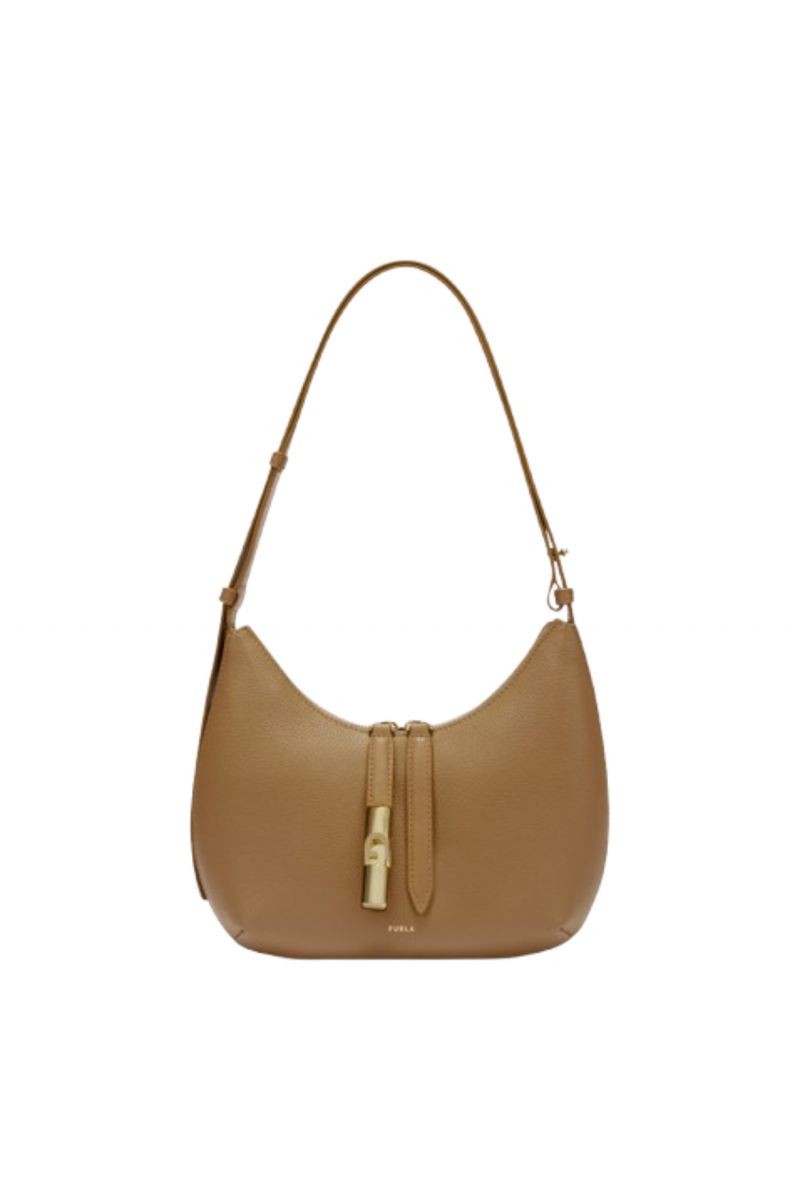 FURLA GOCCIA S SHOULDER BAG 100% LEATHER BEIGE