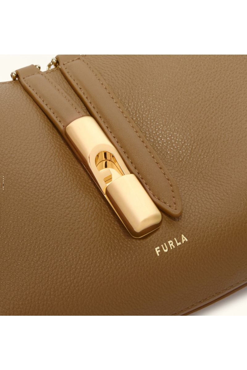 FURLA GOCCIA S SHOULDER BAG 100% LEATHER BEIGE