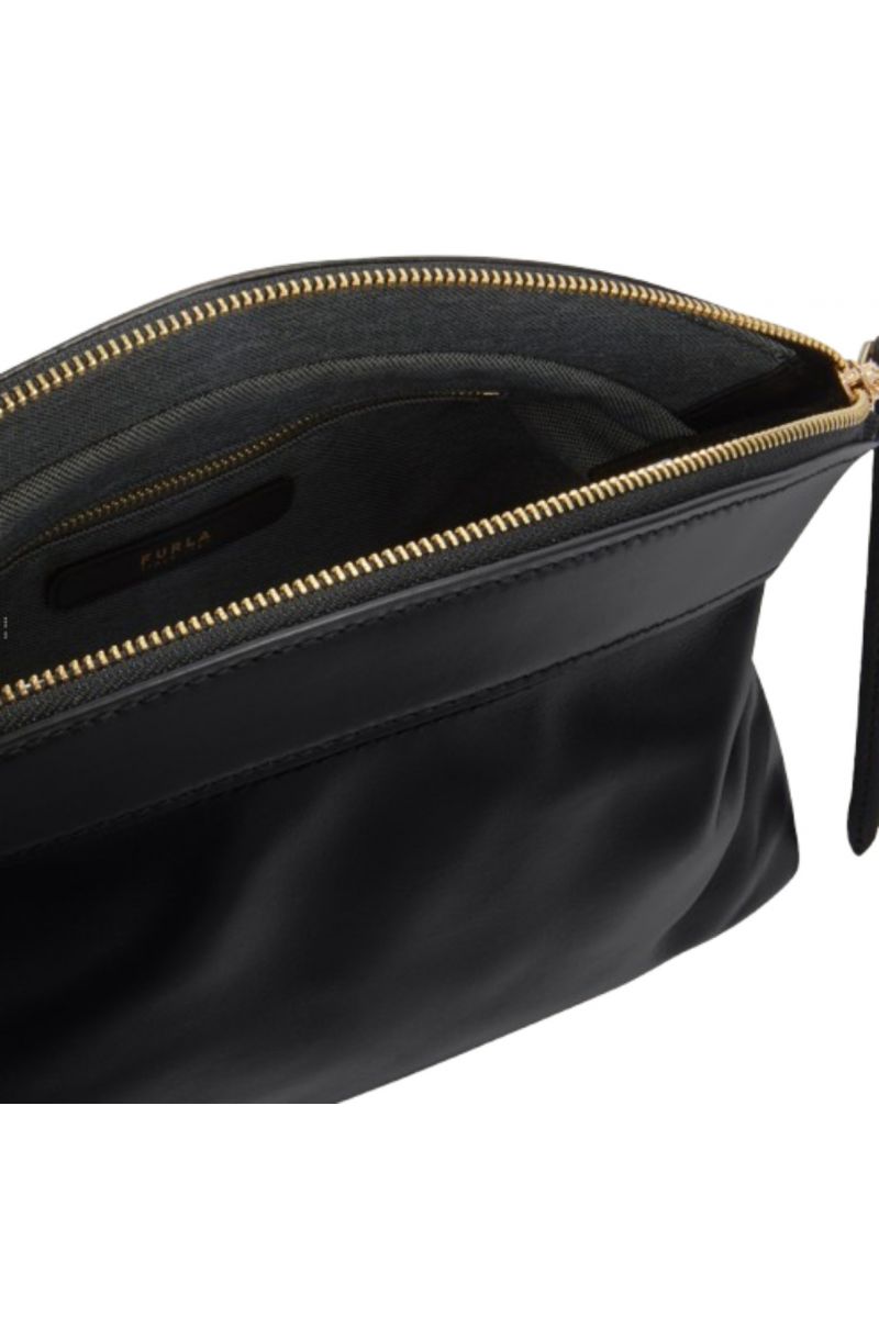 FURLA ERICA POUCH BAG 100% LEATHER NERO