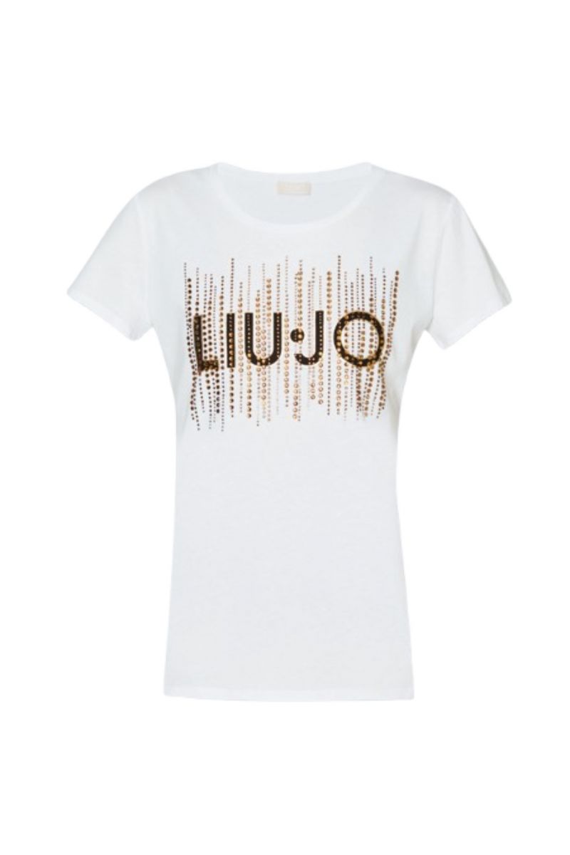 LIU JO WHITE WF4J16 ECS T-SHIRT M/C SPARKLING LOGO