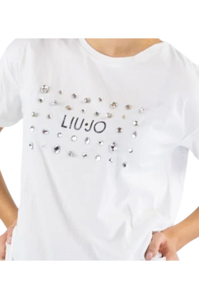 LIU JO WHITE WF4J48 ECS T-SHIRT M/C LOGO CASTONI