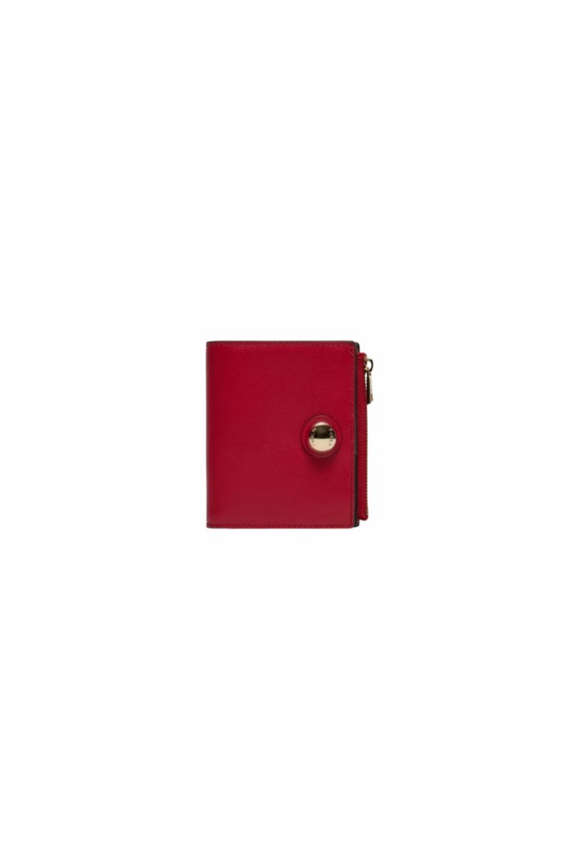 FURLA SFERA S COMPACT BIFOLD SLIM 100% LEATHER ROSSO VENEZIANO