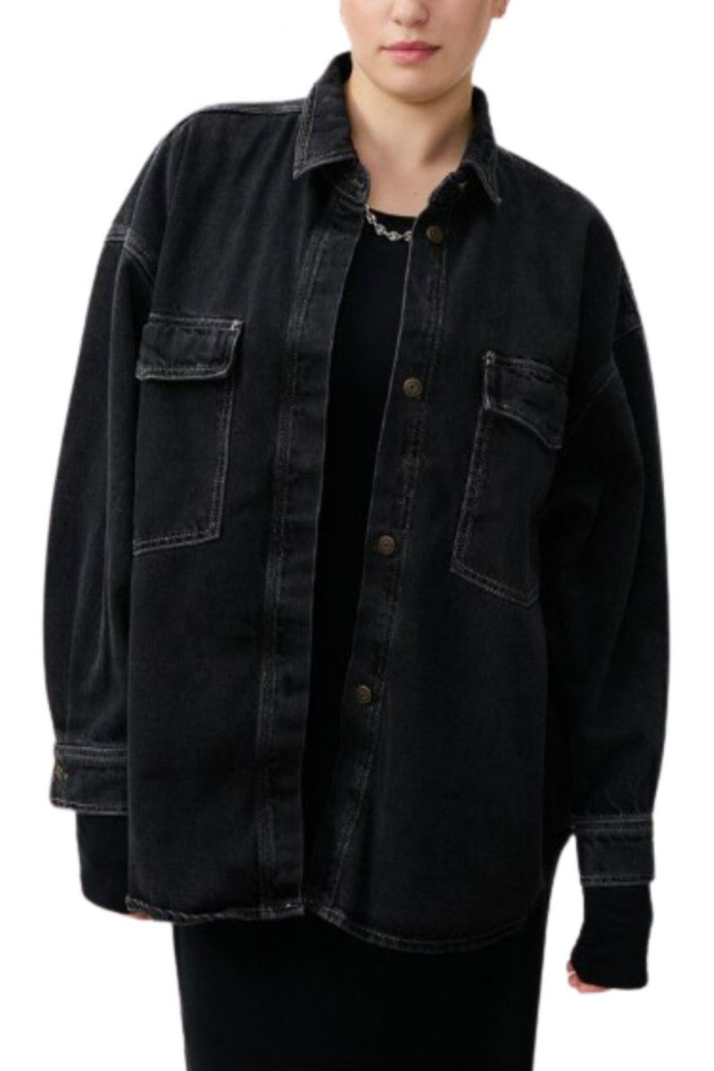 AMERICAN VINTAGE SHIRT YOP06C_BLACK BLACK - 357621