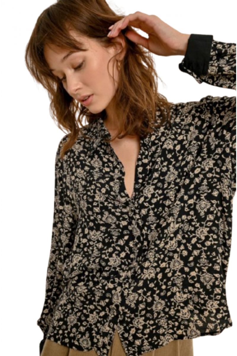 MOLLY BRACKEN LADIES WOVEN SHIRT BLACK KHUSHI FRANCE - Z523CN