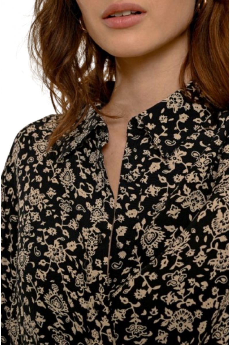 MOLLY BRACKEN LADIES WOVEN SHIRT BLACK KHUSHI FRANCE - Z523CN