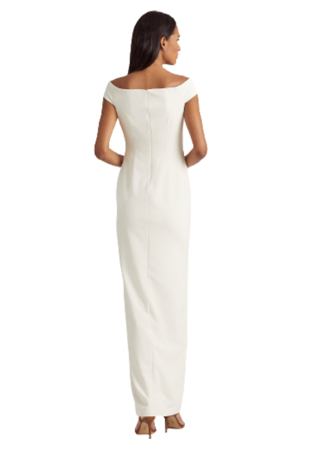 Ralph Lauren Polished Crepe Gown Dress Off White Vroom Fashion Area Επώνυμη γυναικεία μόδα